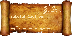 Zabolai Szofron névjegykártya
